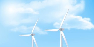 天蓝色渐变环保科技风力科技风车风电科技展板背景